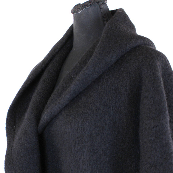 Peruvian Connection Black Hooded Knit Oversized Alpaca Blanket Coat M/L Jacket - Picture 3 of 7